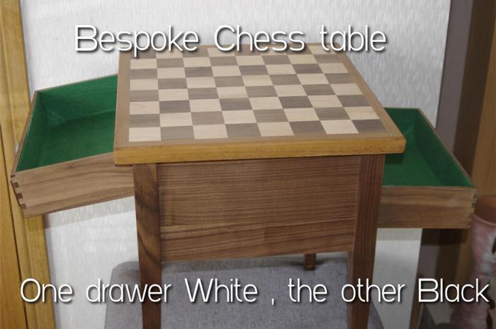 Bespoke made wooden chess table